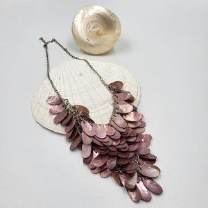 Dusty Rose V Shape Necklace with Metal Chain